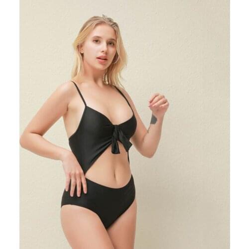 Women Backless Swimwear Push Up Swimsuit One Piece Swim Bath Suit Bow Hollow Out Bikini Padded One Piece Bandage Bodysuit