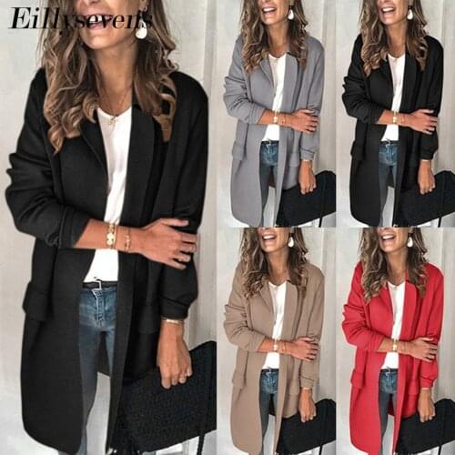 Pure Color Casual Women Business Coats Blazers Slim Office Work Clothes Ladies Long Sleeve Cardigan Coat Female Tailored Blazers