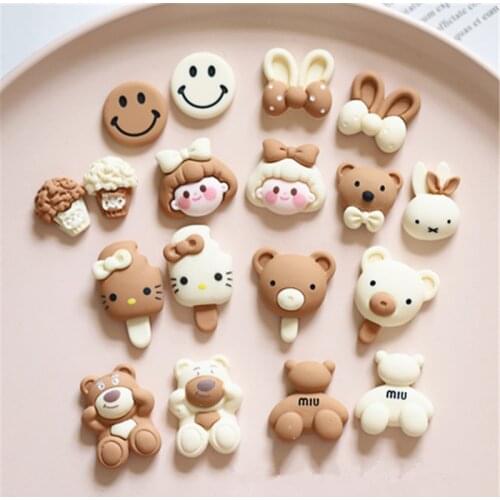 10-30Pcs Kawaii Bear Popsicle Bowknot Flat Back Planar Resin Accessories Patch DIY Hairpin Hat Shoes Bag Crafts Decor Materials