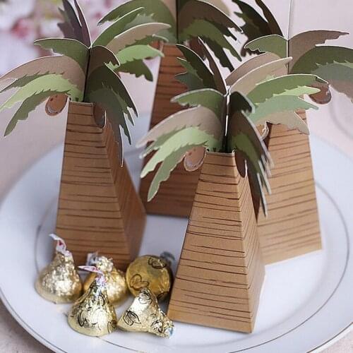 10PCS Coconut Tree Candy Box Tropical Wedding Decorations Coconut Palm Sweet Box Baby Birthday Party Supplies