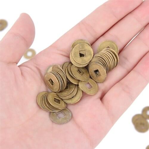 100Pcs 10mm Chinese Ancient Feng Shui Lucky Coin Dragon and Phoenix Antique Wealth Money Good Fortune Home Car Decor