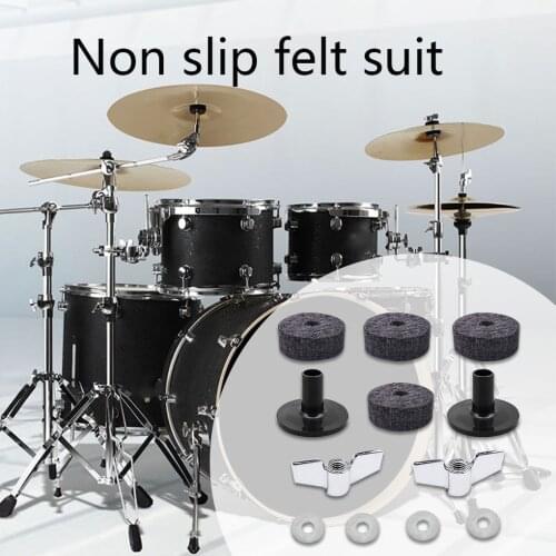 12 Pcs/set Drum Kit Cymbal Soft Round Felt Pad Wing Nut Washers Drum Set Assembly Accessories Portable Non Slip Felt Pad Set