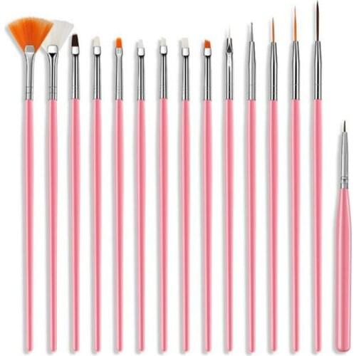 15Pcs Plastic Handle Nail Brush Set Design Gel Polish Painting Drawing Acrylic Gel Nail Brushes For Nails Art Manicure Tools