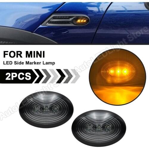2Pcs For MINI R55 2005-13 R56 2006-14 R57 2009-15 R58 2010-15 R59 2011-15 LED Side Marker Light Turn Signal lamp Smoke lens