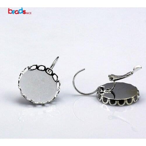 Beadsnice Jewelry Leverback Cabochon Settings brass round 12mm length 33mm earring hoop for DIY earring making ID25026