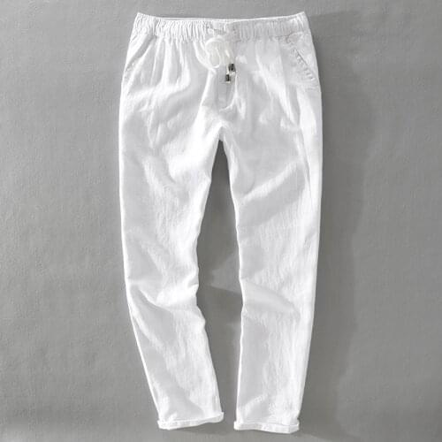 Brand new 100% linen ankle-Length pants men spring summer flax men trousers big size 30-40 pants male pantalon homme