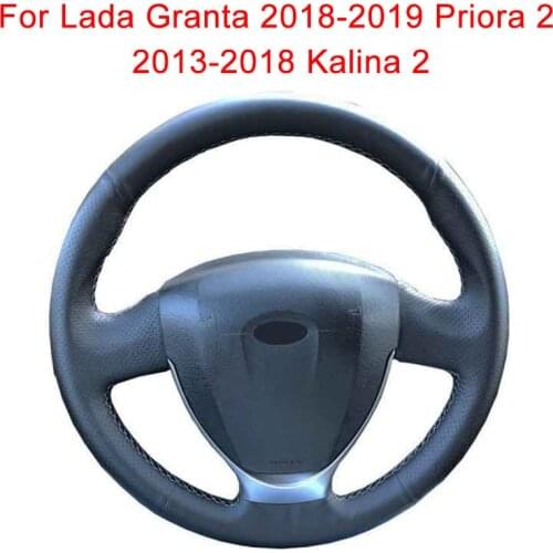 Customize Car Steering Wheel Cover For Lada Granta 2018-2019 Priora 2 2013-2018 Kalina 2 Leather Braid For Steering Wheel