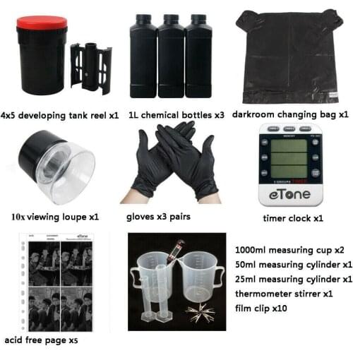 Darkroom Developing Tank Equipment Processing Kit Spiral Reel 4x5 Color B/W Film