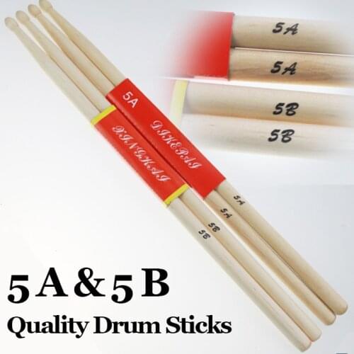 2Pairs 5A & 5B Wood Drum Sticks Music Band Rock Drumsticks Baqueta Percussion Vara Do Cilindro Trommelstock Musical Instrument