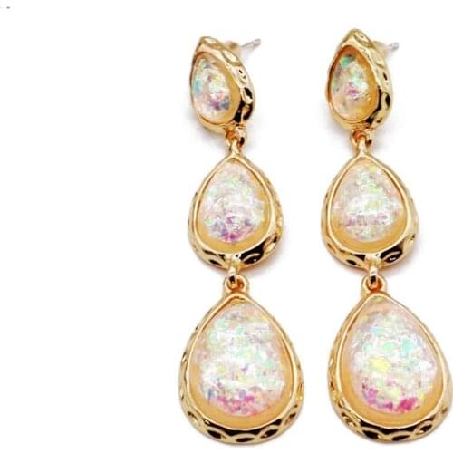 European Styles Long Earrings Glitter Teardrop Pearls For Women Girls Party