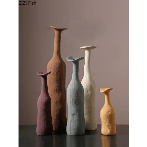 Ceramics Vases Irregular Surface Modern Vase Crafts Handmade Porcelain Flower Insert Dried Floral Desk Decoration Home Decor
