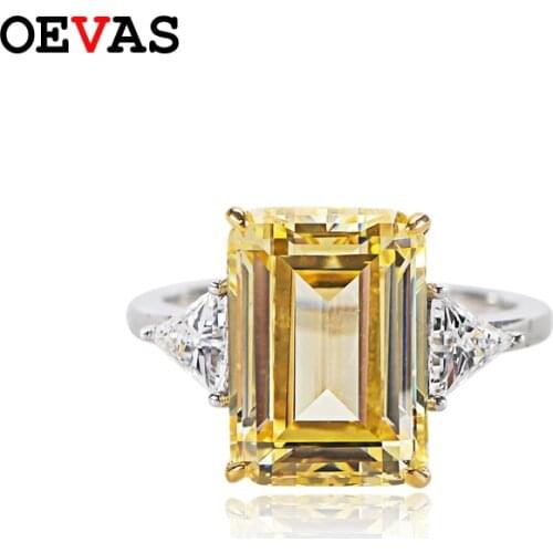 OEVAS Pink White Yellow High Carbon Diamond Engagement Party Rings 100% 925 Sterling Silver Sparking Wedding Jewelry Wholesale