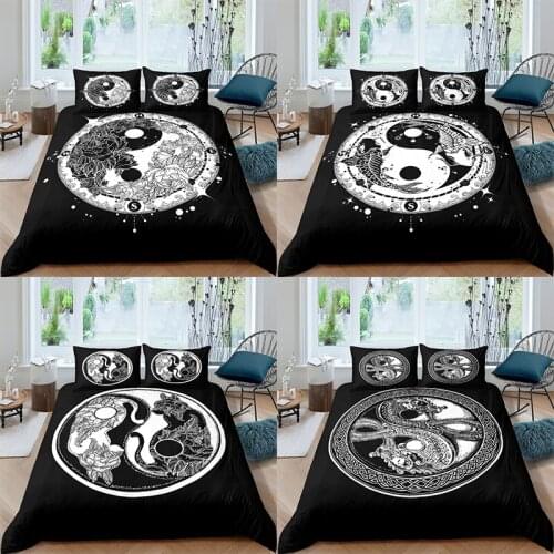 Bedding Set 2/3Pcs Duvet Cover Set Black and White Bedding Set King Size Single/Double/Twin/Full/Queen/King AU EU US UK Size