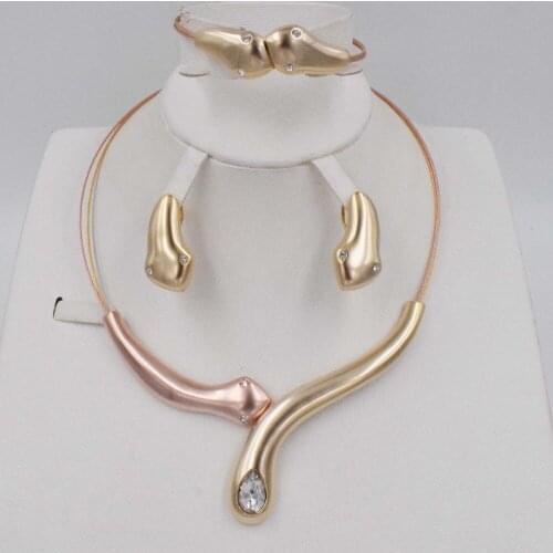 New High Quality Fashion Dubai Jewelry 3color Set Gold color Wedding African Beads Jewelry Sets necklace earrings set
