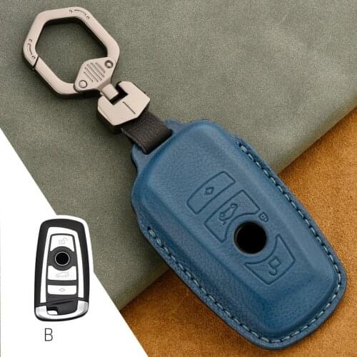 Leather Car Smart Key Fob Case Cover for BMW 3 4 5 Series 320i 530i 550i F20 F21 F30 F31 F25 F01 F02 Accessories Car Key Case