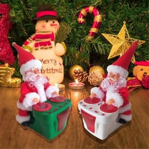 Creative New Electric Santa Claus Riding A Bicycle Beat A Drum Doll With Music Childrens Toys Ornaments Christmas Gifts