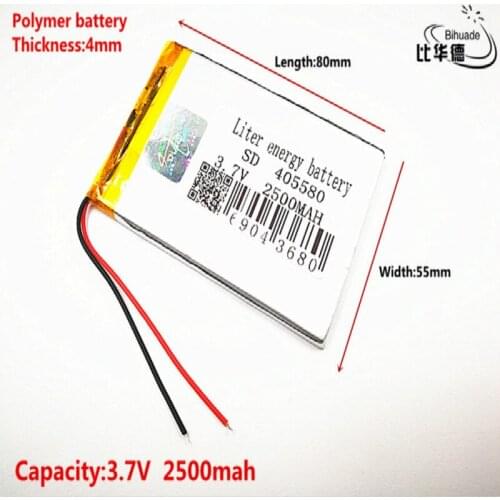 Good Qulity 3.7V,2500mAH 405580 Polymer lithium ion / Li-ion battery for tablet pc BANK,GPS,mp3,mp4