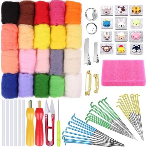 LMDZ 78PCS Needle Wool Felting Kit 20 Colors Wool Roving with Wool Felt Mold, Felting Needle Foam Mat Felting Tool Holder