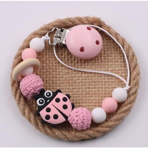 Newest Handmade Insect Silicone Pacifier Chain Clip Dummy Holder for Infant Baby Shower Gift