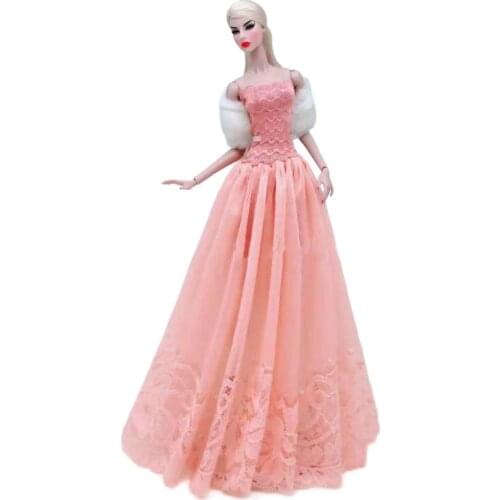 Fashion Orange Off Shoulder Princess Dress 1/6 BJD Clothes For Barbie Doll Clothes Set Outfits Party Gown 30cm Dolls Accessories