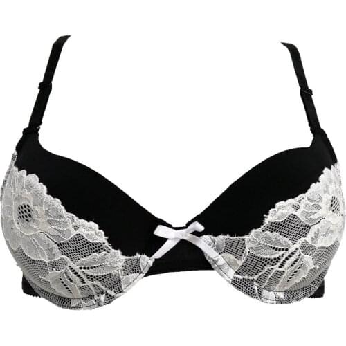 New Fashion Bra Black White Lace Bowknot Underwire Comfort Sexy Bra for Women/female Underwear Present Lingerie Gift BRB020