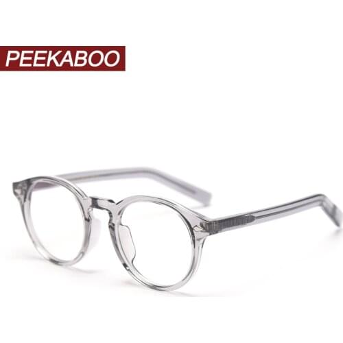 Peekaboo male optical glasses frame women clear lens korean style womens round glasses for men grey transparent accessories