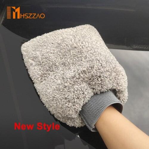 New Style Gray Plus velvet fiber Car Wash Gloves Car Cleaning Tool Home use Multi-function Cleaning Brush Detailing Never Scrat