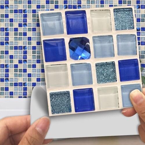 Funlife10*10cm Crystal Glass Mosaic Self-Adhesive Waterproof TV Background Bathroom Home Decor Tile Sticker Wall Decals MTS013