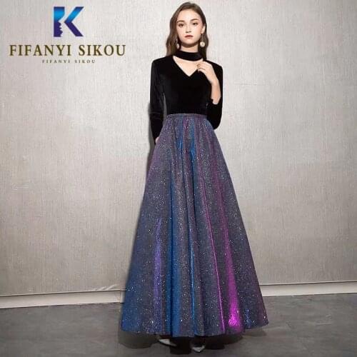 Spring Autumn Women Party Dress V-Neck Long sleeve Sequined Sparkle Maxi Dress Elegant Formal Vintage Dress Wedding Party Gowns