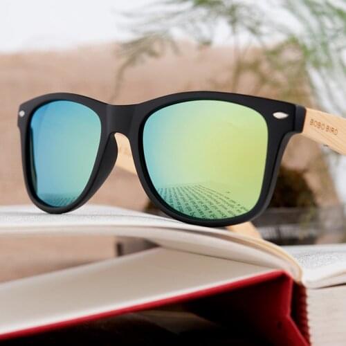 BOBO BIRD CG004 Handmade Sunglasses For Women Men Colorful Polarized Lens Bamboo &Plastic Frame Eyewear oculos de sol feminino