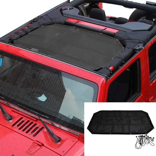 2 Door Car Roof Sun Shade Car Accessories Protector Sunshades Durable Woven PVC Mesh For Jeep Wrangler JK 2007-2017 1Pcs