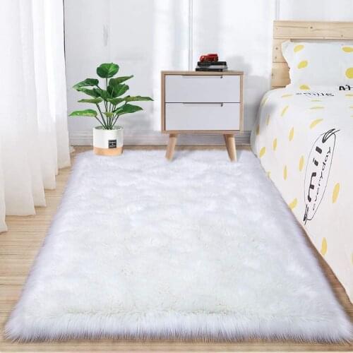 Super Soft Fluffy Bedroom Carpet Luxurious Plush Faux Fur Sheepskin Area Rug Home Decor Nursery Kids Girls Shaggy Carpet Rug