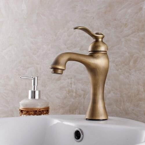 Torneira Grifos Para Lavabos Fashion Antique Vintage Retro Finishing Faucet Brass Copper Hot And Cold Basin Wash Single Hole