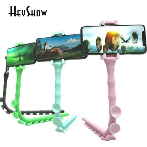 Universal Cute Caterpillar Lazy Bracket Portable Mobile Phone Holder Worm Flexible Phone Suction Cup Stand For Wall Desk Bicycle