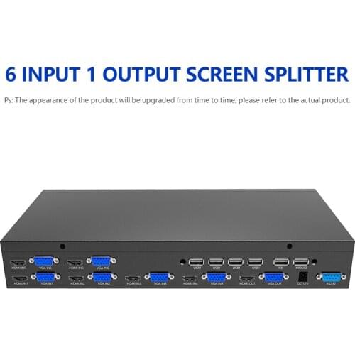 VGA HDMI 6 screen splitter processor 6×1 HD 6 input 1 output video surveillance seamless switching synthesizer