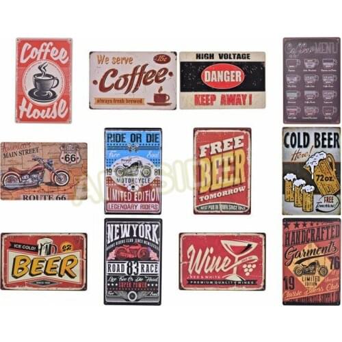 Vintage Metal Tin Signs Cold Beer Wall Art Print Stickers For Pub Bar Club Shop Home Decoration Coffee House Poster