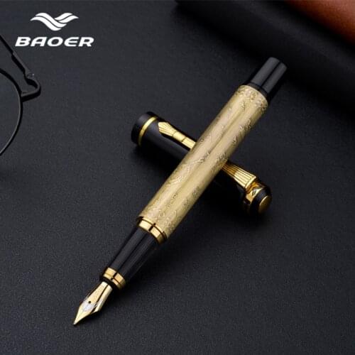 High Quality Metal Pen Baoer Fountain Pen Luxury Pluma Fuente Stylo Plume Luxury Gift Stationery Ink Pen Boligrafos De Marca