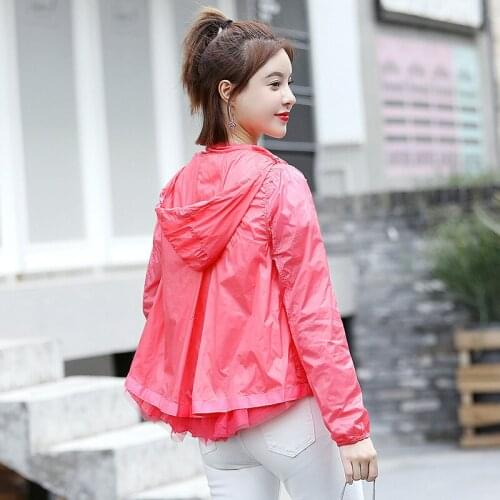 Thin Jacket Female Spring Autumn Large Size XL Overalls Summer Sunscreen Windbreaker Jacket Sunscreen Clothing Hoodies Windproof
