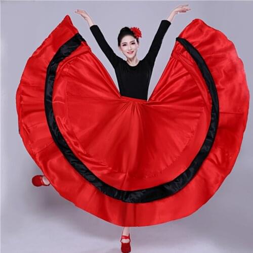 Woman Spanish Bullfight Flamengo Skirt Gypsy Belly Ballroom Dance Costume Female Stage Team Competition Flamenco Skirts DL5155