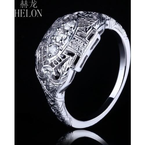 HELON VVS/DEF Moissanite Ring Sterling Silver 925 Lab Grown Moissanite Diamond Engagement Ring Women Vintage Trendy Fine Jewelry