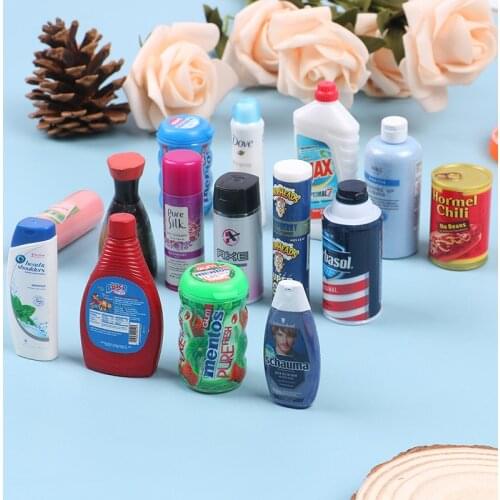 1 Pc Miniature Toys Supermarket Supplies Bottles And Cans Dollhouse accessories Pretend Play Toys