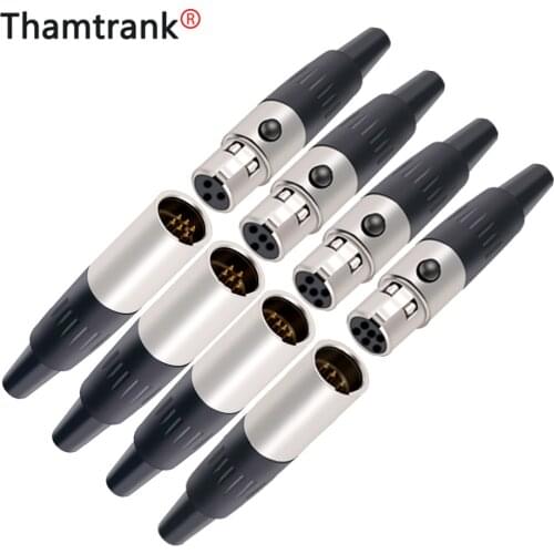 10pcs/lot Mini XLR 3 4 5 Pin Male Plug Soldering MIC Cable Wire Connector Gold Plated Small XLR Microphone Plug Jack Wholesales