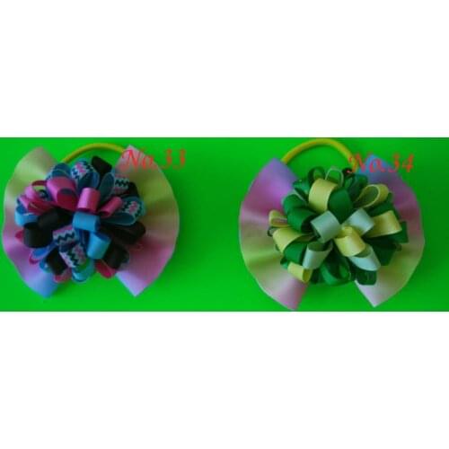 100 BLESSING Girl Boutique 4" Loopy Puffs Fireworks Hair Bow Colorful Elastic