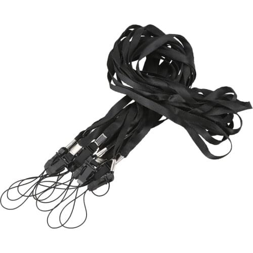 10x Black Lanyard Neck Strap For ID Pass Card Badge / Mobile Phone Holder