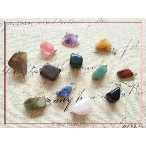 12PCS Random Style 10-20MM Mix Natural Stone Necklace Jewelry Pendants