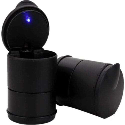 2pcs Car Ashtray LED Flame Retardant Vehicular Ashtray With Anti-Skid Pad With Blue Light Car Styling Universal Size Ashtrays