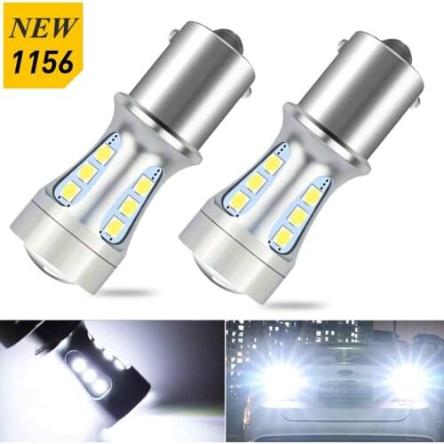 2pcs P21W Led Super Bright 1156 BA15S Bulbs Car 7443 T15 1157 T20 Signal Brake Reverse Lights Automobiles Lamp For Skoda Ford Vw