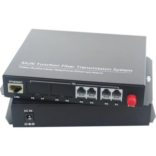 4 Channel PCM Voice Telephone Transmitter Fiber Optic Media Converter Singlemode FC/UPC 20KM with Ethernet function