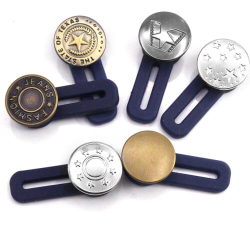 5Pcs Retractable Jeans Waist Metal Buttons Pant Waistband Extension Buckles For Clothing Disassembly Free Sewing Buttons