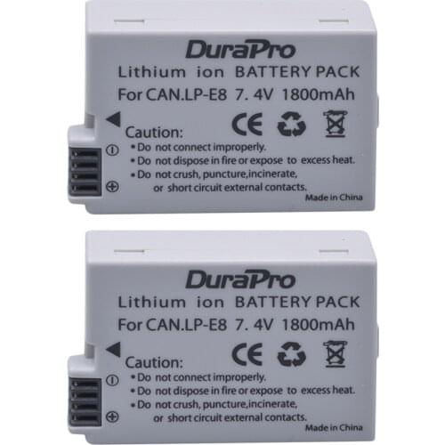 2Pcs 1800mAh LP-E8 LPE8 LP E8 Battery Batterie AKKU for Canon EOS 550D 600D 650D 700D X4 X5 X6i X7i T2i T3i